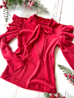 Dievčenské tričko s mašľou a kamienkami