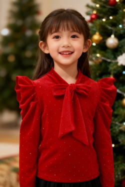 Dievčenské tričko s mašľou a kamienkami