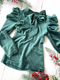 Dievčenské tričko s mašľou a kamienkami