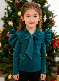 Dievčenské tričko s mašľou a kamienkami