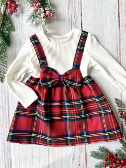 Dievčenské vianočné šaty s mašľou