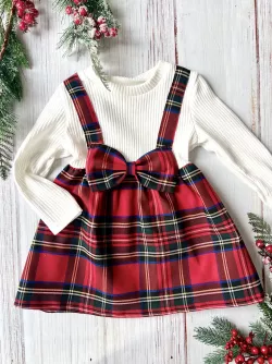 Dievčenské vianočné šaty s mašľou