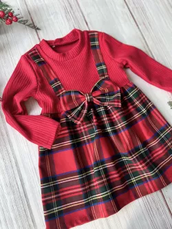 Dievčenské vianočné šaty s mašľou