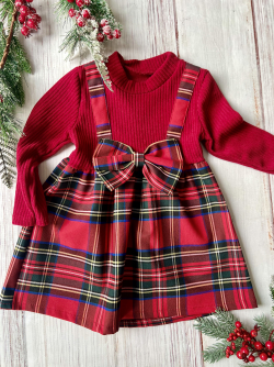 Dievčenské vianočné šaty s mašľou