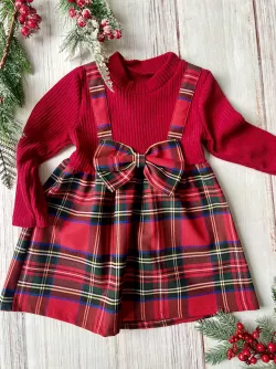 Dievčenské vianočné šaty s mašľou