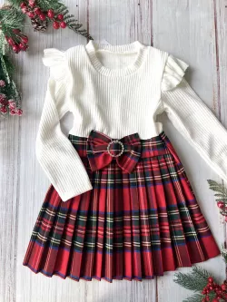 Dievčenské vianočné šaty s mašľou