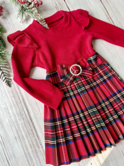 Dievčenské vianočné šaty s mašľou