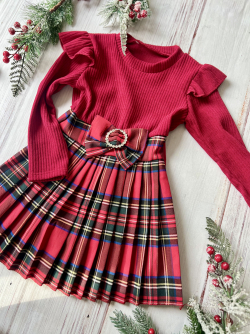 Dievčenské vianočné šaty s mašľou