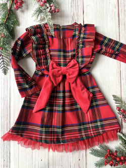 Dievčenské vianočné šaty s mašľou