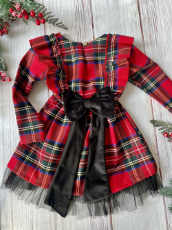 Dievčenské vianočné šaty s mašľou vzadu