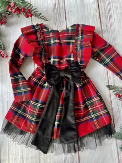 Dievčenské vianočné šaty s mašľou vzadu