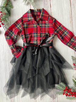Dievčenské vianočné šaty s tylovou sukňou