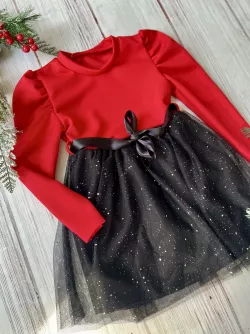 Dievčenské vianočné šaty s tylovou sukňou