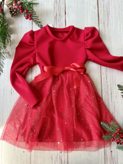 Dievčenské vianočné šaty s tylovou sukňou