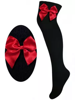 Dievčenské jednofarebné nadkolienky s farebnou mašľou