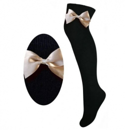 Dievčenské jednofarebné nadkolienky s farebnou mašľou