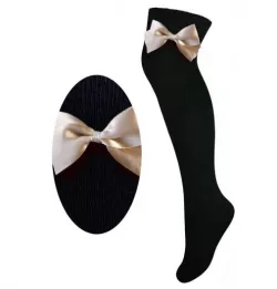 Dievčenské jednofarebné nadkolienky s farebnou mašľou