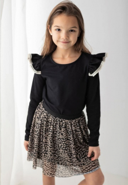 Dievčenské bavlnené vianočné tričko s volánikmi