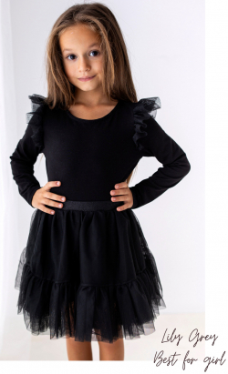 Dievčenské bavlnené vianočné tričko s volánikmi