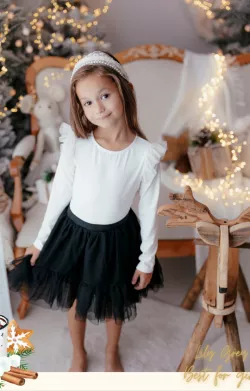 Dievčenské bavlnené vianočné tričko s volánikmi