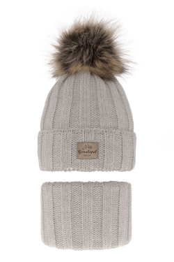 Detská pletená zimná čiapka s nákrčníkom