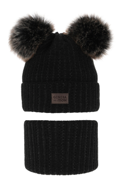 Chlapčenská zimná čiapka s 2 brmbolcami a nákrčníkom