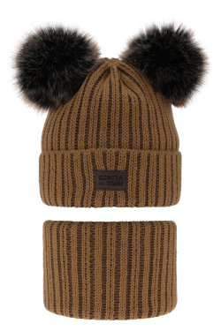Chlapčenská zimná čiapka s 2 brmbolcami a nákrčníkom