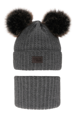 Chlapčenská zimná čiapka s 2 brmbolcami a nákrčníkom