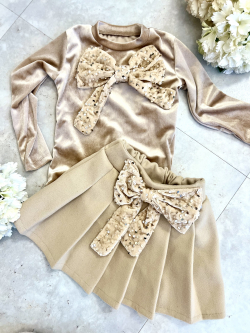 2 dielny dievčenský set s flitrovanou mašľou