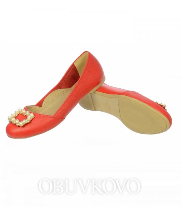 OLIVIA shoes červené kožené baleríny DBA030