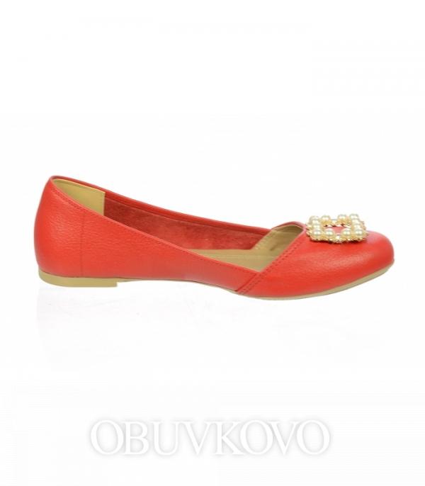 OLIVIA shoes červené kožené baleríny DBA030