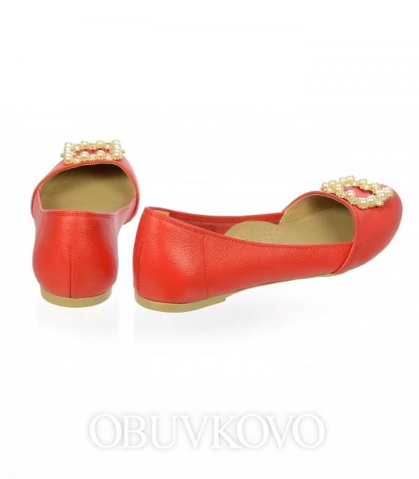 OLIVIA shoes červené kožené baleríny DBA030