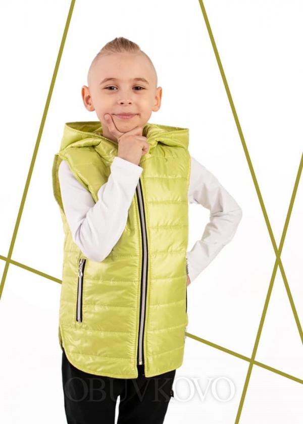 Detská unisex prešívaná vesta s kapucňou 