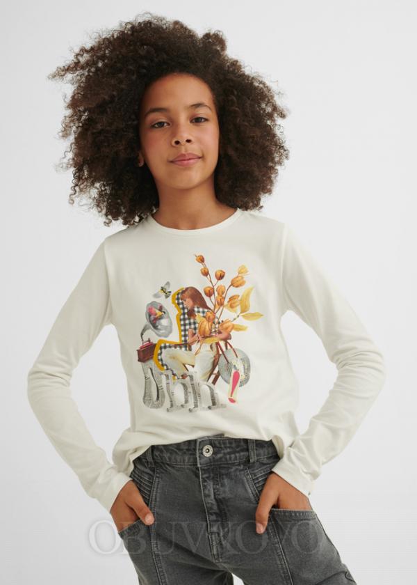 MAYORAL dievčenské tričko s dlhým rukávom 7025-084 natur