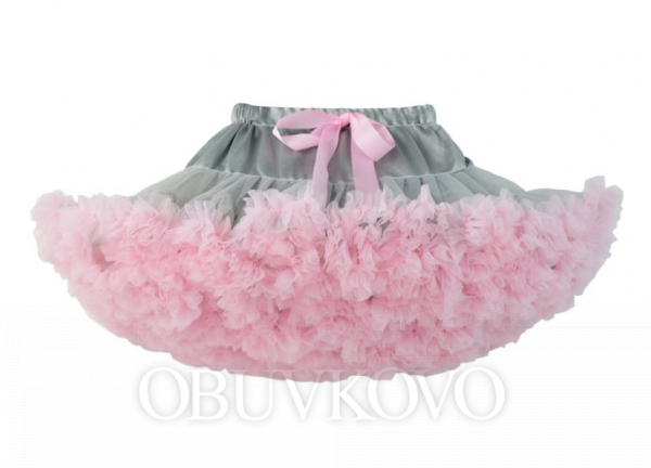Dievčenská tylová TUTU sukňa pink-grey